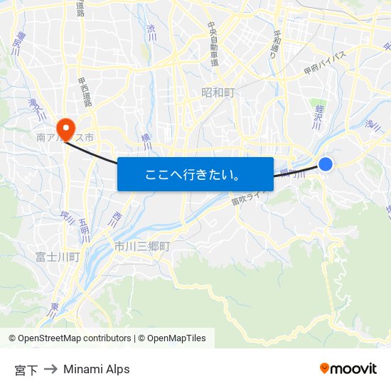 宮下 to Minami Alps map