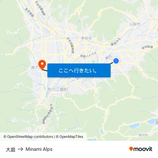 大庭 to Minami Alps map