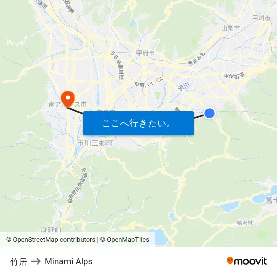 竹居 to Minami Alps map