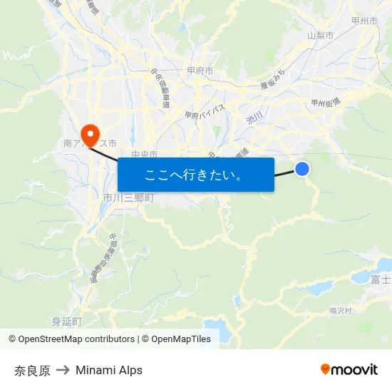 奈良原 to Minami Alps map