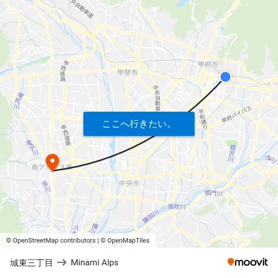 城東三丁目 to Minami Alps map