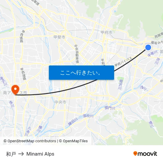 和戸 to Minami Alps map