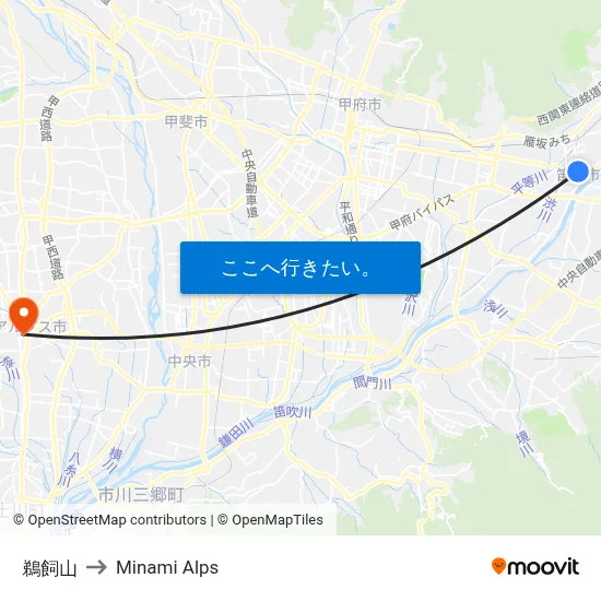 鵜飼山 to Minami Alps map