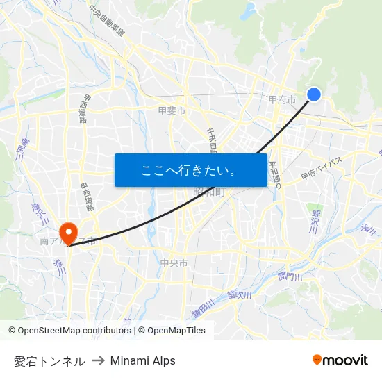 愛宕トンネル to Minami Alps map