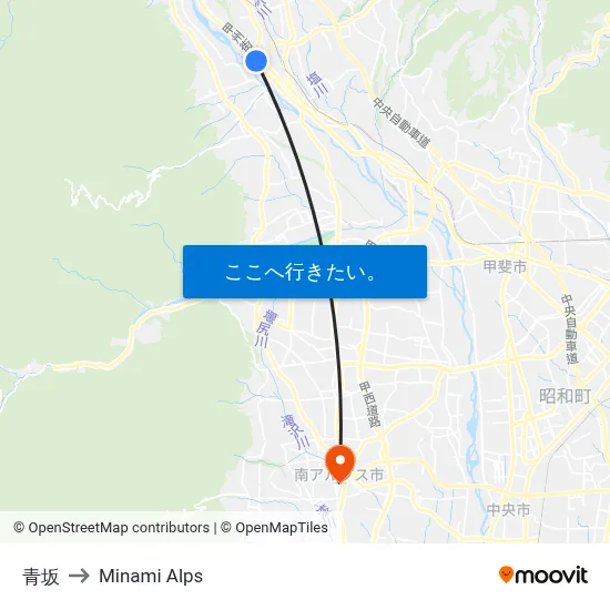 青坂 to Minami Alps map