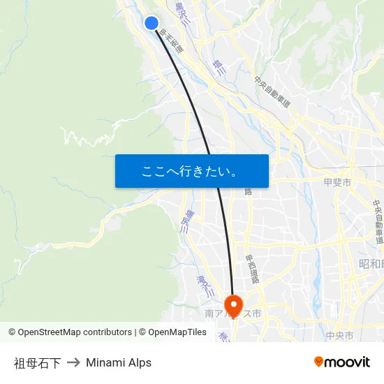 祖母石下 to Minami Alps map