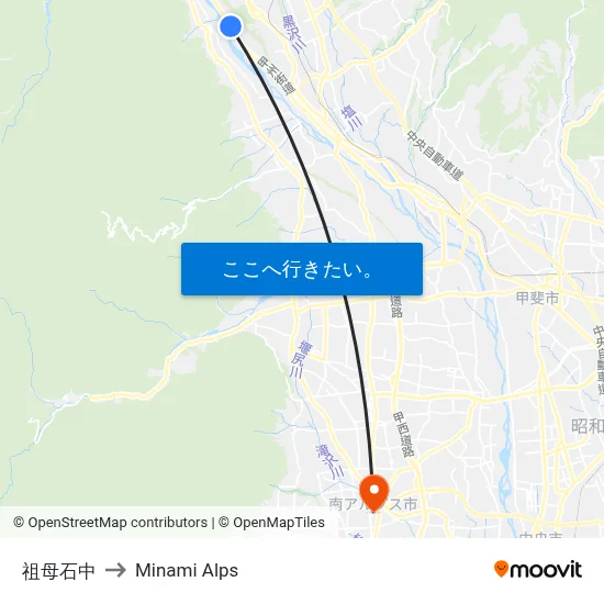 祖母石中 to Minami Alps map