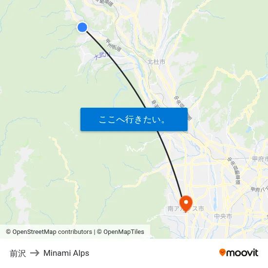 前沢 to Minami Alps map