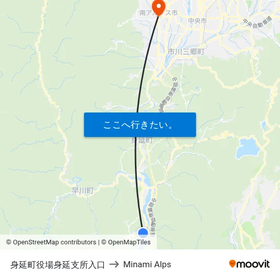 身延町役場身延支所入口 to Minami Alps map