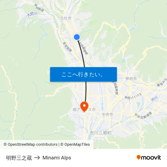 明野三之蔵 to Minami Alps map