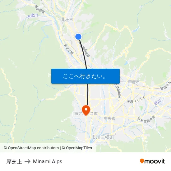厚芝上 to Minami Alps map