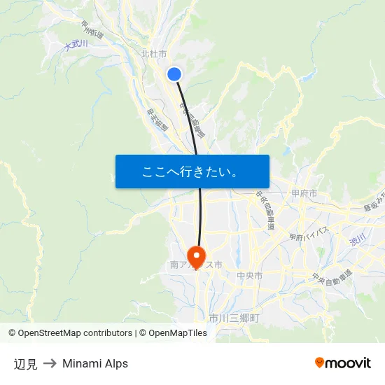 辺見 to Minami Alps map