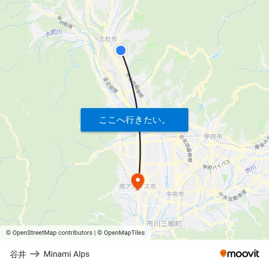 谷井 to Minami Alps map