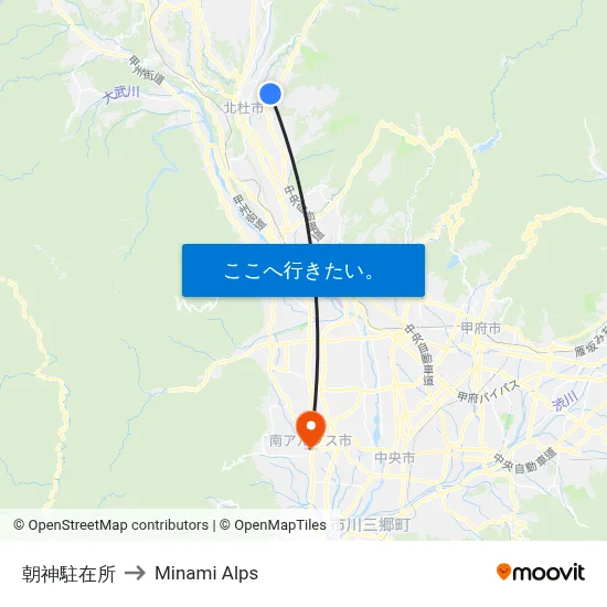 朝神駐在所 to Minami Alps map