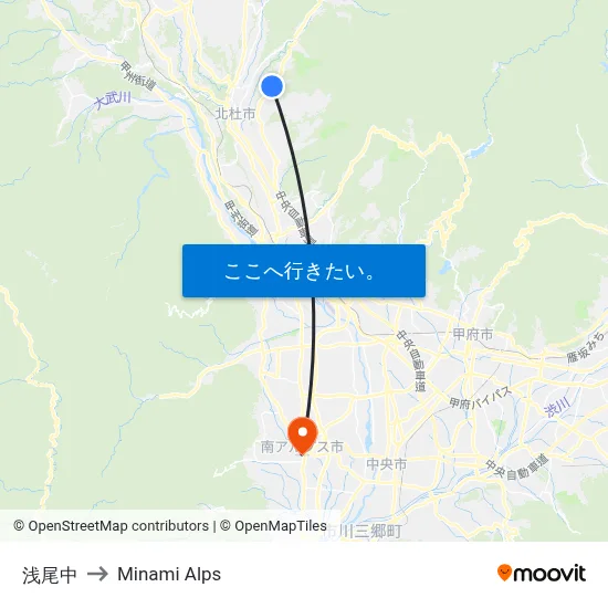 浅尾中 to Minami Alps map
