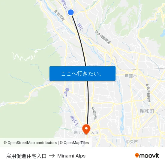 雇用促進住宅入口 to Minami Alps map