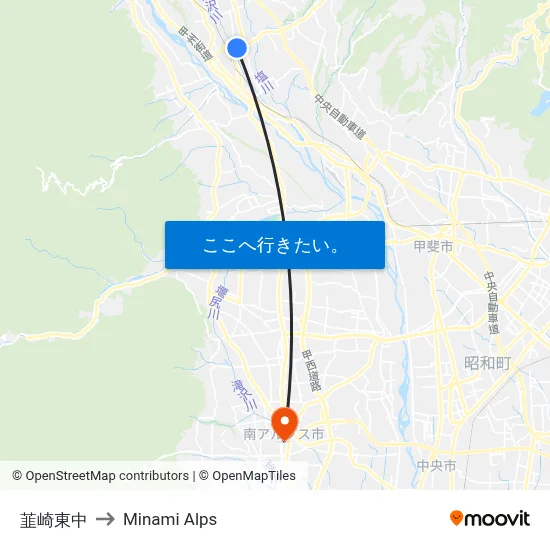 韮崎東中 to Minami Alps map