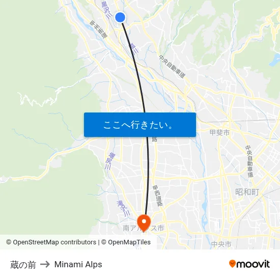 蔵の前 to Minami Alps map