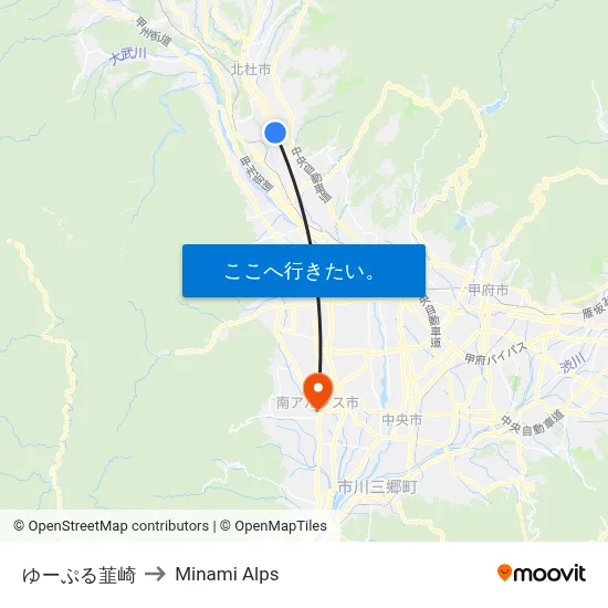 ゆーぷる韮崎 to Minami Alps map