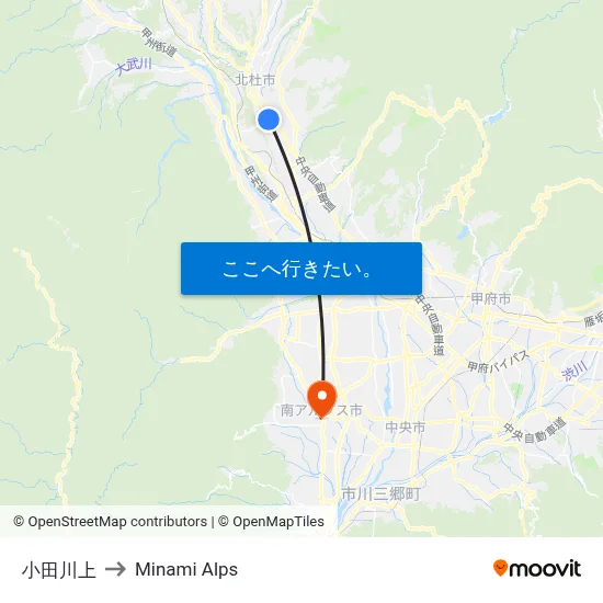 小田川上 to Minami Alps map