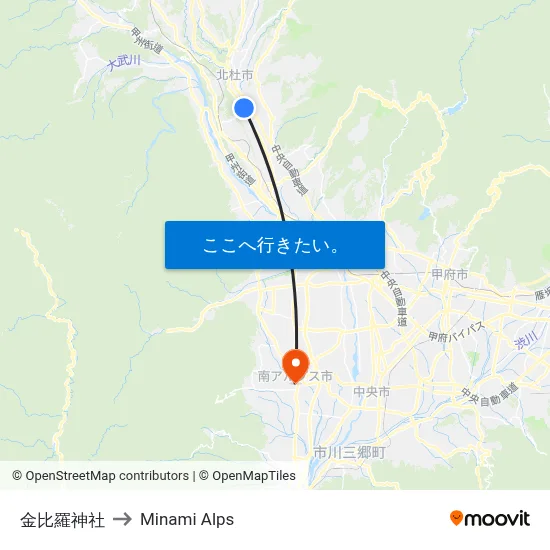 金比羅神社 to Minami Alps map