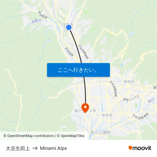 大豆生田上 to Minami Alps map