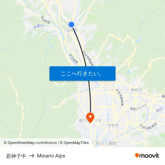 若神子中 to Minami Alps map