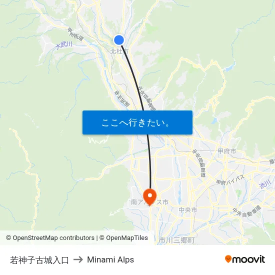 若神子古城入口 to Minami Alps map
