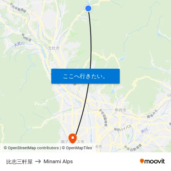 比志三軒屋 to Minami Alps map