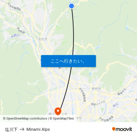 塩川下 to Minami Alps map