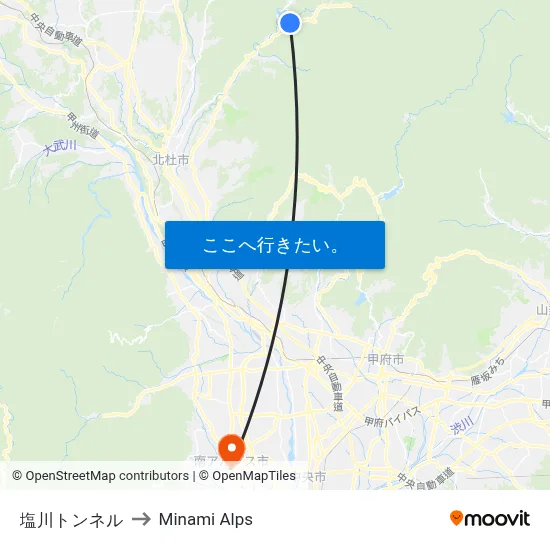 塩川トンネル to Minami Alps map
