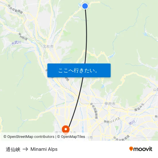 通仙峡 to Minami Alps map