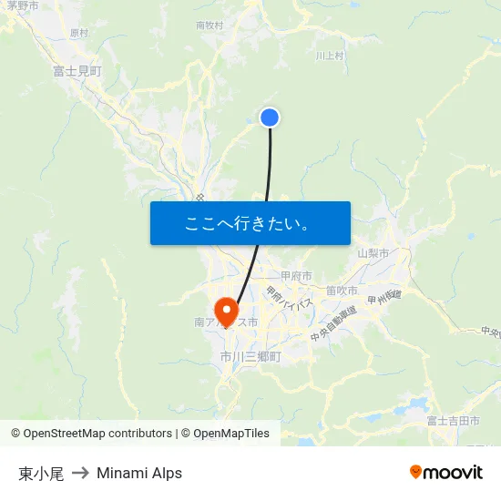 東小尾 to Minami Alps map