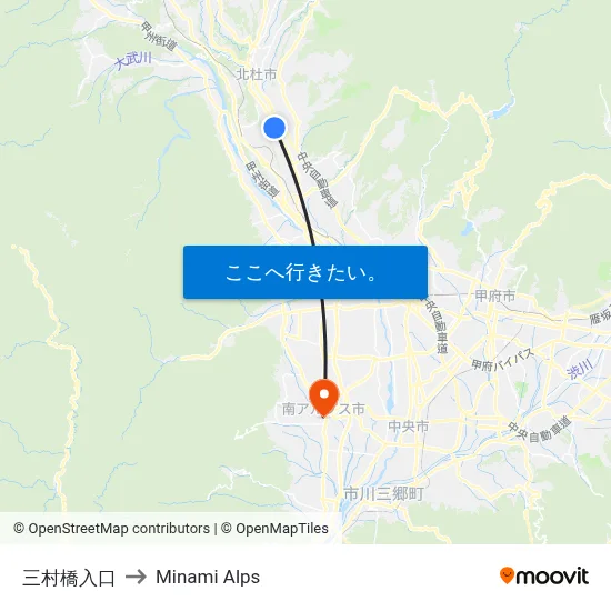 三村橋入口 to Minami Alps map