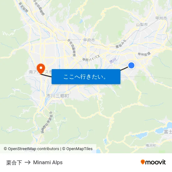 栗合下 to Minami Alps map