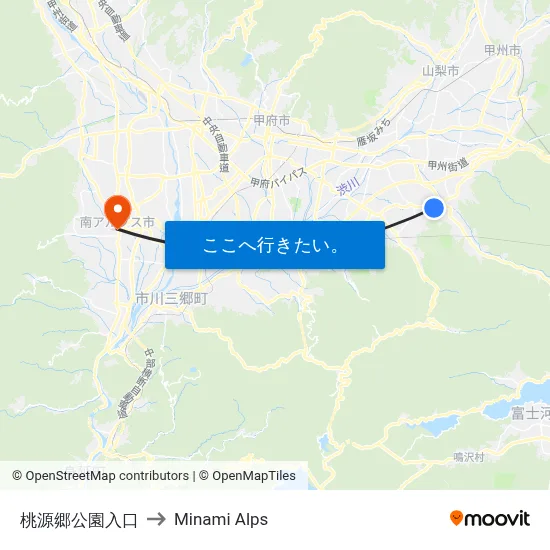 桃源郷公園入口 to Minami Alps map