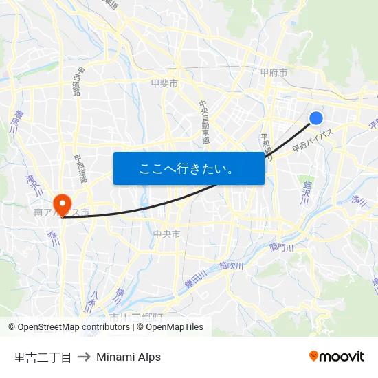 里吉二丁目 to Minami Alps map