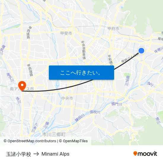 玉諸小学校 to Minami Alps map
