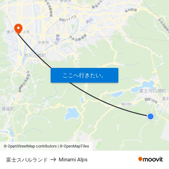 富士スバルランド to Minami Alps map