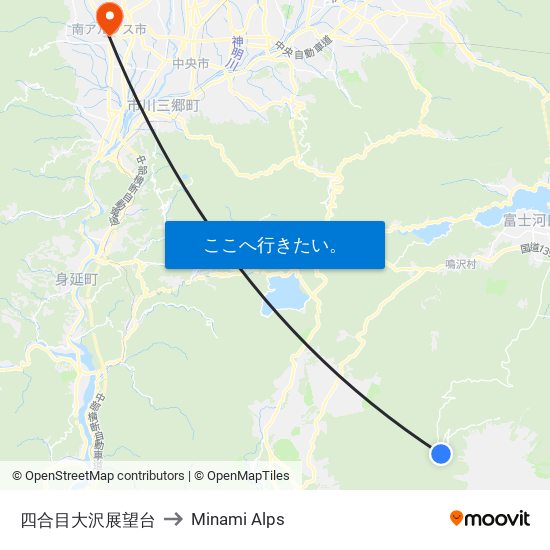 四合目大沢展望台 to Minami Alps map