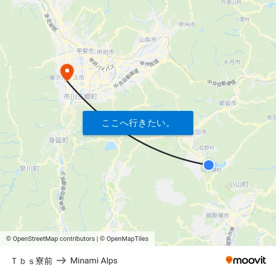 Ｔｂｓ寮前 to Minami Alps map