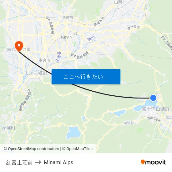 紅富士荘前 to Minami Alps map