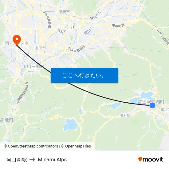 河口湖駅 to Minami Alps map
