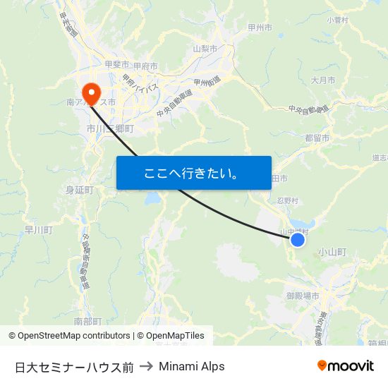 日大セミナーハウス前 to Minami Alps map