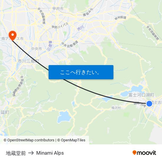 地蔵堂前 to Minami Alps map