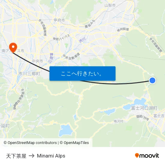 天下茶屋 to Minami Alps map