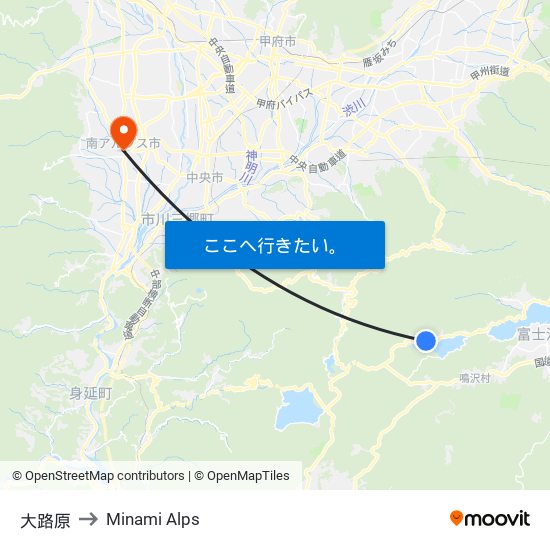 大路原 to Minami Alps map