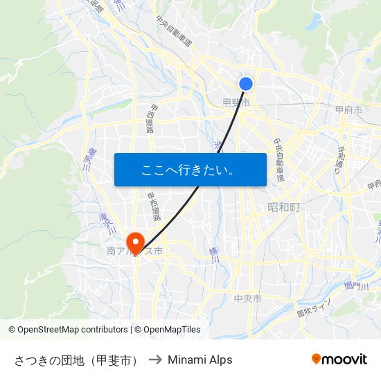 さつきの団地（甲斐市） to Minami Alps map