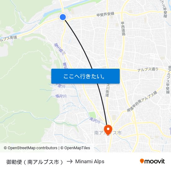 御勅使（南アルプス市） to Minami Alps map