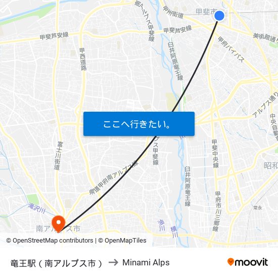 竜王駅（南アルプス市） to Minami Alps map